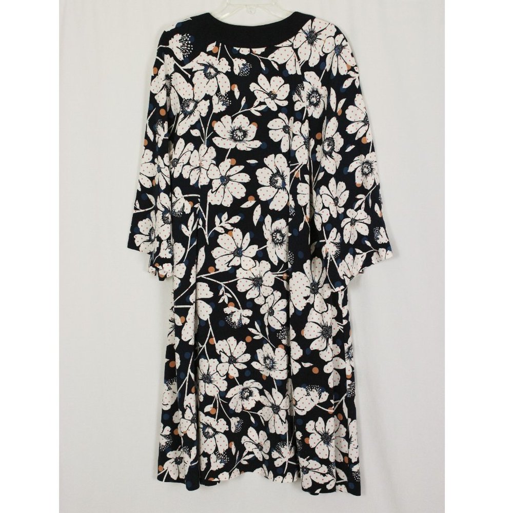 NWT Eloquii Navy Floral Tie-Back Waist Dress - Picture 5 of 12